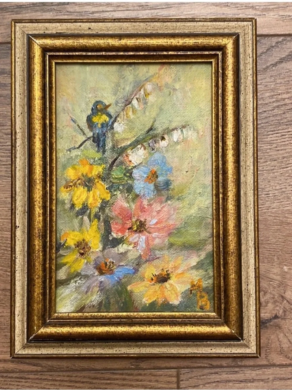 Vintage Original Floral Oil Paintings Framed Set of 4